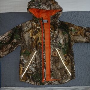 ON TREND NWOT Carhartt Kids REALTREE Camo Raincoat with Orange Accents